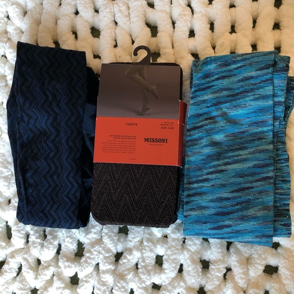 Missoni for Target Accessories - 3 Pairs Missoni Tights Brown & Turquoise Blue